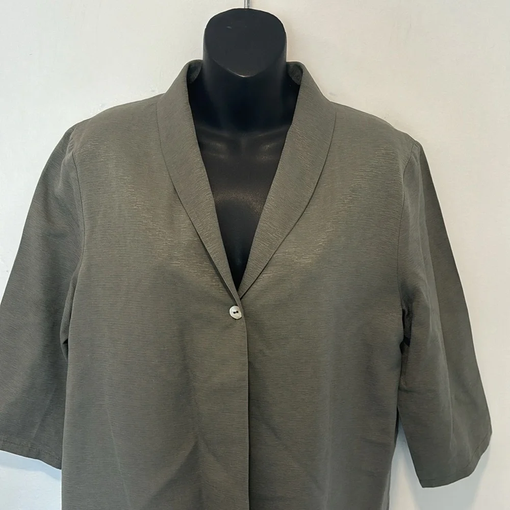 Eileen Fisher New York Silk Green Formal Jacket Size Small